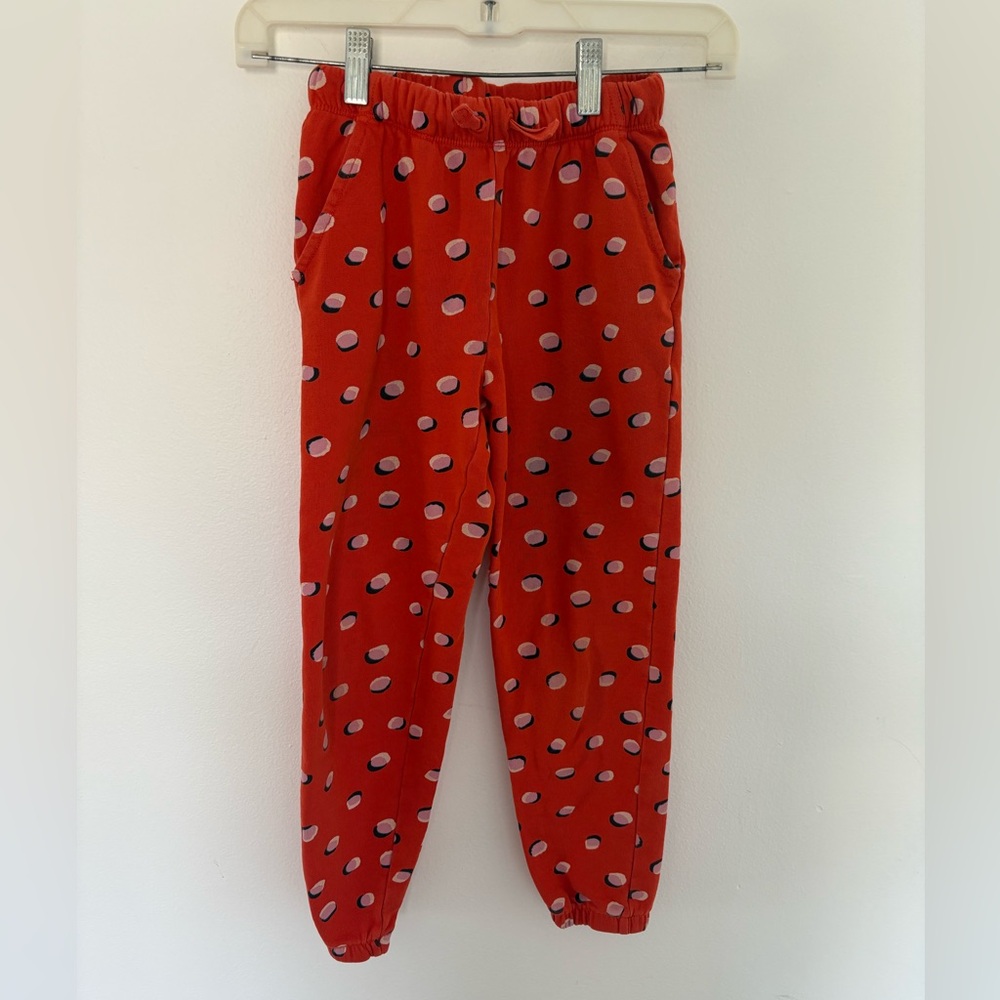 Hanna Andersson Spots on Spots on Orange Spice 100% cotton slim fit sweatpants